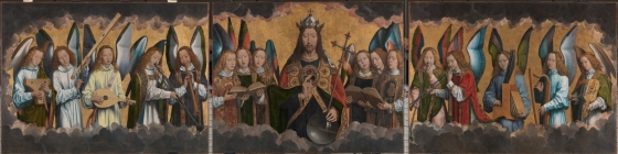 God de vader en de zingende engelen van Hans Memling